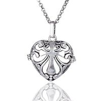 Aroma Diffuser Essential Oil Glass Vial in Locket Aromatherapy Perfume Necklace Vintage Cross in Heart Pendant