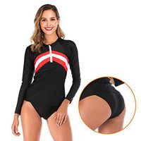 Meidexian888 Women's One Piece Sexy Rash Guard Long Sleeve Sports Swimming Swimwear Diving Suit Piece Water Surfing Swimsuit (Multicolor, XXL)
