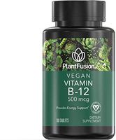 PlantFusion B12 Vegan Vitamin 500 mcg | Provides Energy Support, Plant Based, Gluten and Soy Free, Dietary Supplement, 33-Day Supply, 100 Tablets