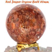 Red Jesper Layered Orgone Sphere Stone Boll A Unique Stone Increase Self Confidence Self-Trust Emotional Protection Courage Balance Calm and Relaxation.