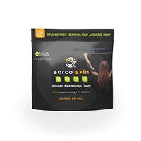 Sarco Skin Infused Kinesiology Therapeutic Sports Tape, Menthol & Activated Hemp Extracts, Professional Grade, Latex Free, Breathable, 80”x 2” Black