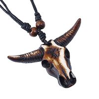 Skull Fashion Resin Leather Ethnic Retro Head Necklace Bull Skull Jewelry Prom Woman Pretty Beautiful Bright For gift Simple Elegant Jewerly Best Wonderful