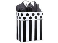4 Pack Elegant Black and White Polka Dot and Strip Gift Wrap Bag