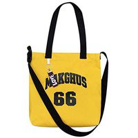 Fashionhe Shoulder Bags Women Casual Canvas Handbag Letter Student Bag All-purpose Single Bookbag (Yellow)