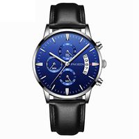 Fxbar Business Analog Quartz Wrist Watches for Mens Waterproof Comfortable Calendar Leather Strap Watch Mens Casual Wristwatch (B)