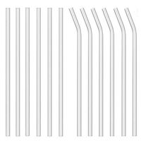 8.5" Clear Glass Drinking Straws with Cleaning Brushes Reusable for 20 oz Tumblers Kids and Adults Non Plastic Eco Friendly | Set of 12 by Quotidian (8mm Clear) (Clear)