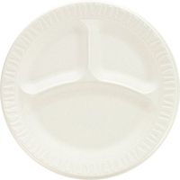 Dart 9CPWCR, 9-Inch Concorde White Compartmented Non-Laminated Foam Plate, Take Out Disposable Catering Food Serving Plates (100)