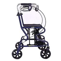 MLX Lightweight Folding Wheeled Walker Shopping Trolley with Seat Carry Bag Brakes Elderly Scooter 4 Wheels Shopping Cart Bag for Elderly Limited Mobility Aid Height: 95CM
