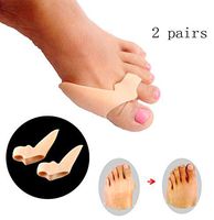 Xiaoyu 2 Pairs Toe Separators for Bunions Gel Toe Separators for Hammer Toes Sore Corns Gel Toe Protector Spacers Pads - Light Yellow