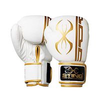 STING Armaplus Training/Sparring Boxing Gloves (White/Gold, 16oz)