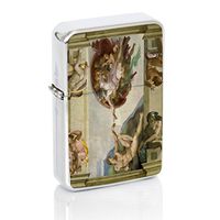 Michelangelo Creation Of Adam Windproof Flip Top Silver Lighter