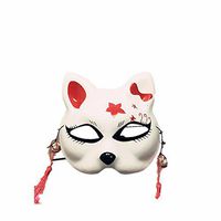 Mardi Gras Party Masquerade Mask,Hand-Painted Half face cat mask Cosplay Ball mask R Prom Masks