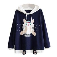 Sweatshirts for Women Cat Claw Print Long Sleeve Hoodies Teens Sweatshirt Casual Loose Pullover Tops Navy