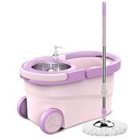 JGWJJ International Super Spin Mops 360 Degree Spinning Mop Bucket Home Cleaning with 3 Mop Heads (Color : Pink)
