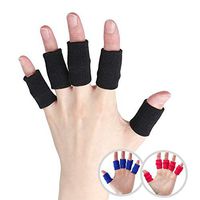 Medi&Story 15 Pieces Finger Sleeves Elastic Compression Arthritis Sleeves Knuckle Compression Protector Prevent Calluses Mallet Finger (5 Black, 5 Blue, 5 Pink)