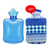 Classic PVC Hot Cold Water Bottle Bag with Cover Winter Back Neck Hand Warmer Bag Hot Water Relaxing Heat Cold Heating Bag Small Medium Large 3 Sizes (Color : Blue, Size : 750ml)