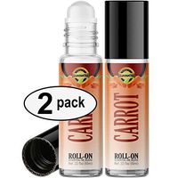 Carrot Roll On Essential Oil Rollerball (2 Pack - Pure Carrot Oil) Pre-diluted with Glass Roller Ball for Aromatherapy, Kids, Children, Adults Topical Skin Application - 10ml Bottle