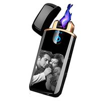 Custom Photo Lighters Flameless Electronic Rechargeable WindproofPremium Personalized Survival Arc Lighter (Black, 3.03 * 1.38 * 0.55IN)