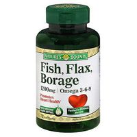 Nature's Bounty Fish, Flax, Borage 1200mg, Omega 3-6-9, 72 Softgels (Pack of 3)