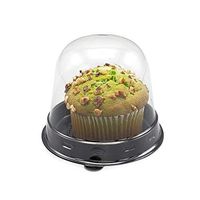 Jumbo Clear Dome Lid Cupcake Container with Round Black (Round Clear Lid W/Black Base) (50)