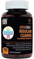 CLINICAL DAILY Regular Cleanse Natural Colon Cleanser & Detox for Weight Loss and Constipation Relief. 180 Herbal Dietary Fiber Pills - Psyllium Husk Powder Capsules with Glucomannan, Aloe, PROBIOTICS