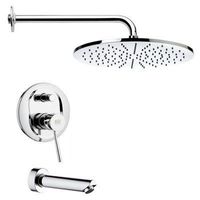 Remer TSF2145-CR TSF2145 Peleo Modern Round Tub and Shower Faucet Set, Polished Chrome