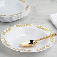 Efavormart 10 Pack | 12 oz Gold Embossed Round Disposable Soup Bowl With Scalloped Edges for Catered Events Weddings Parties