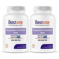 Glucosamine/Chondroitin/MSM 500/400/100 per Capsule (480 Capsules) (240 x 2) with Patented OptiMSM - Maximum Strenght Formula for Joint Support - No Stearates - Gluten Free - Non GMO