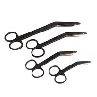 LAJA IMPORTS Premium Set 4 Black Color Lister Bandage Scissors 3.5" + 4.5" + 5.5" + 7.25"