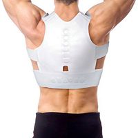 Aofit 12 Magnets Pull Shoulder Straps Back Support Corrector Shoulder Posture (XL 34.25"-34.64", White)