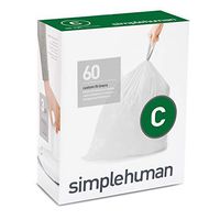 simplehuman Code C Custom Fit Drawstring Trash Bags, 10-12 Liter / 2.6-3.2 Gallon, 3 Refill Packs (60 Count)
