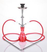 2 hose 21" Yalla Red Hookah Shisha Nargila water glass vase pipes smoke sale