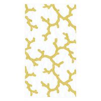Caspari The Coral Sea Paper Guest Towel Napkins in Gold, Four Packs of 15