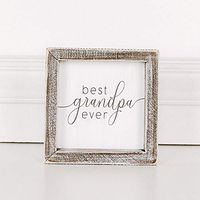 5" x 5" x 1.5" Wood Framed Sign (Best Grandpa Ever), White/Gray – 17603