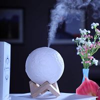 ELLAGLVS 880ML Two in One Air Humidifier 3D Moon Lamp Light Diffuser Aroma Essential Oil USB Ultrasonic Humidificador Night Cool Mist Purifier