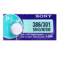 Sony 386 / 301 (SR43/W/SW) 1.55V Silver Oxide 0%Hg Mercury Free Watch Battery (10 Batteries)