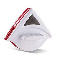 Qia Hand-Held Double-Sided Magnetic Window Glass Cleaning Brush with Safety Rope Stronger Suction Power Glass Cleaner Tool for 15-24MM Glass Thickness,Red