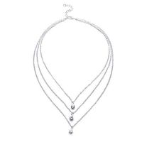 Meolin Layered Necklace Crystal Rhinestone Necklaces,Silver,42cm/47cm/52cm