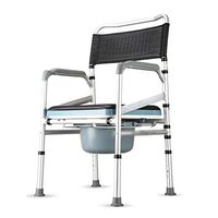 BINZHI Aluminum Alloy Toilet Chair,for Pregnant Women, Old People Can Fold Comfortably with Backrest and Handrail Commode Chair Bedside Toilet (Color : A)