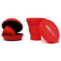 Sileu Passion Travel Pack: Menstrual Cup Model Rose Size L, Red - Initiation Model for Beginners and Adolescents - Natural Alternative to tampons and Pads + Foldable Steriliser, Red + Big Case, Red