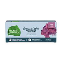 Seventh Generation Tampons, Non-Applicator, Organic Cotton, Super Absorbency, 20 count (Packaging May Vary)