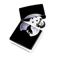 Wolf Moon - White Lighter Windproof Flip-Top Refillable with tin Gift Box