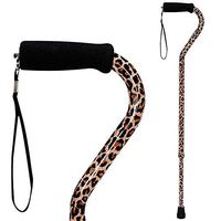 DMI Adjustable Designer Cane with Offset Handle and Strap, Leopard