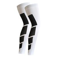 CFR Sport Knee Support Braces Calf Compression Sleeves Trainning Workout Guard Unisex Long Leg Socks - One Pair White,XL UPS Post
