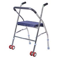 DAGCOT Folding Walker Pulley Canvas/Leather Black Cushion Stainless Steel Elderly Walker,B#