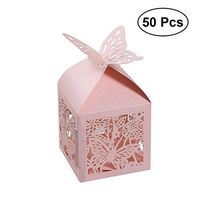 50PCS Hollow Die-Cut Butterfly Favor Boxes Wedding Candy Boxes Wedding Gift Boxes - Pink