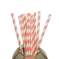 PaperLanternStore.com Pink Striped Patterned Party Paper Straws (12 Pack)