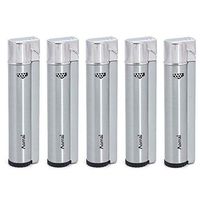 5 Packs Meatl Windproof Jet Torch Butane Refillable Gas Flame Visible Fuel Tank Cigar Cigarette Lighter Silver