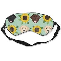 COLOMAKE Great Gift - Soft Silk Labrador Floral Sunflower Dog Sleep Mask Best Sleeping Mask Eye Mask Eye Cover for Travel Nap Meditation Blindfold with Adjustable Strap for Men Women