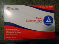 1/2" X 10 Yd Transparent Surgical Medical Tape. Box of 24 Rolls
